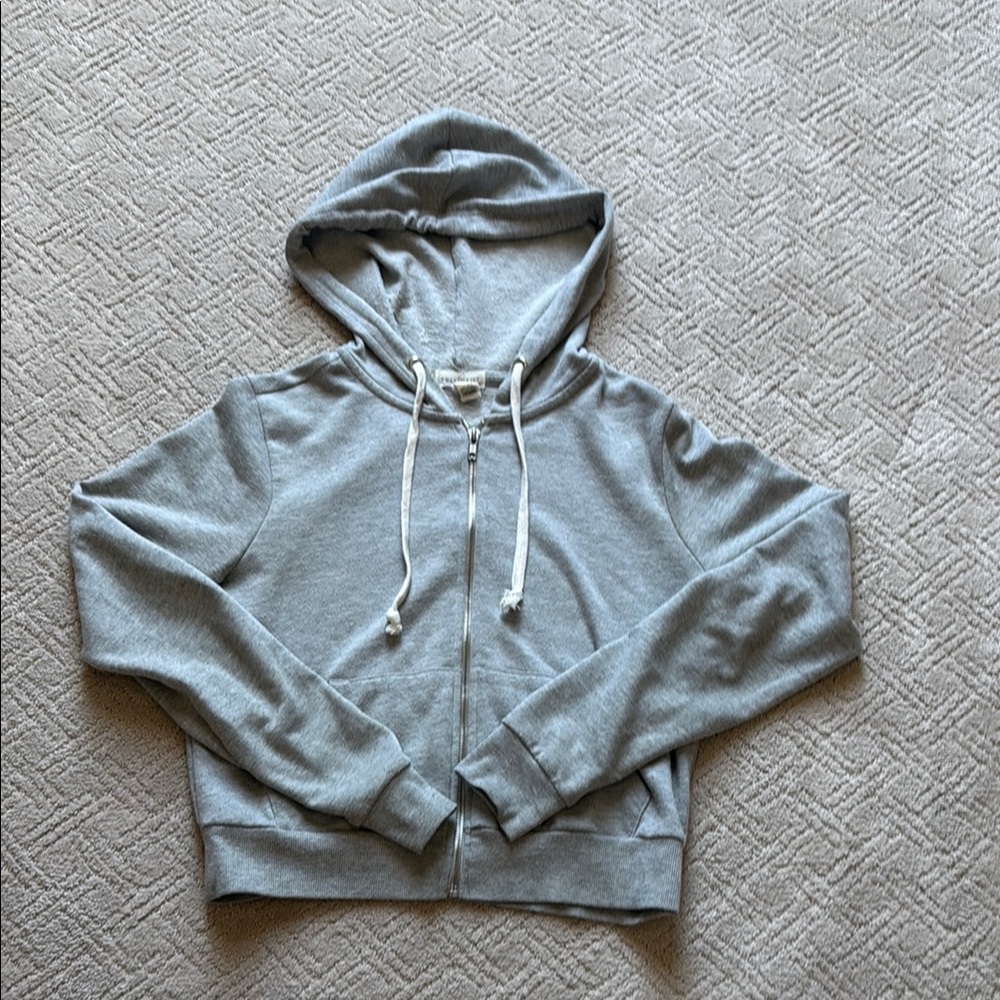 Full Tilt Gray Zip-Up Hoodie Jacket Cropped